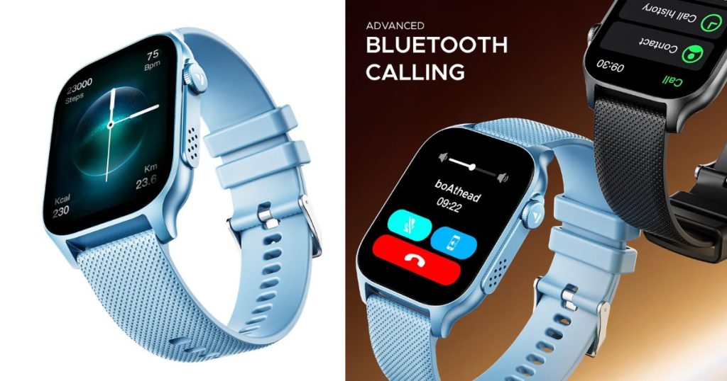 boAt Ultima Ember Smartwatch with 1.96” AMOLED Display (Mist Blue)